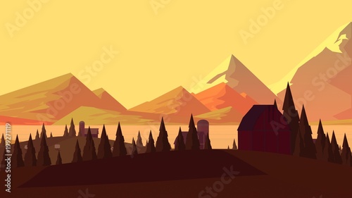 Rural cartoonish  toon landscape. 