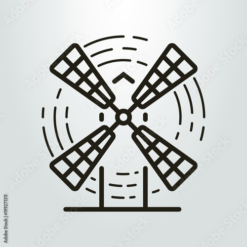 Black and white linear logo of the windmill