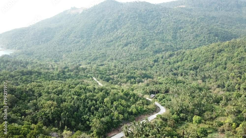 Aerial view on mountains and sea coast on Phangan island, Thailand Aerial view on mountains and sea coast on Phangan island, Thailand
