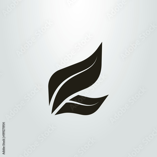 Black and white two tea leafs icon