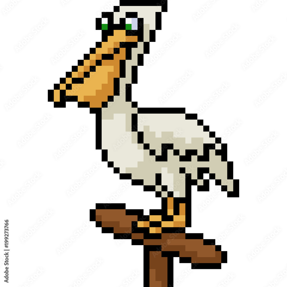 Fototapeta premium vector pixel art pelican