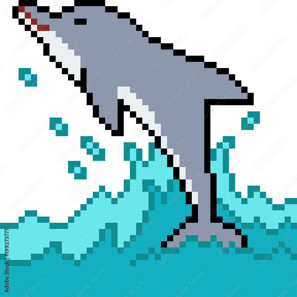 vector pixel art dolphin jump vector pixel art dolphin jump