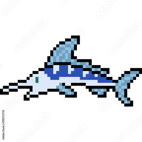 vector pixel art swordfish