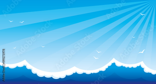 Sea waves and blue sky.