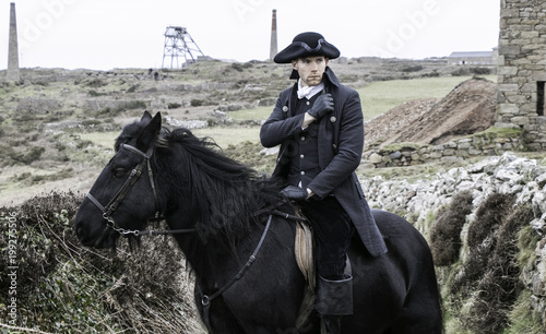 Photos Handsome Male Horse Rider Regency 18th Century Poldark Costume with tin mine rui