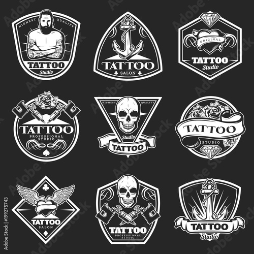Vintage Tatoo Studio Logos Set