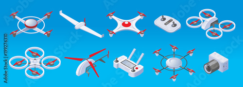 Isometric Modern Drones Set