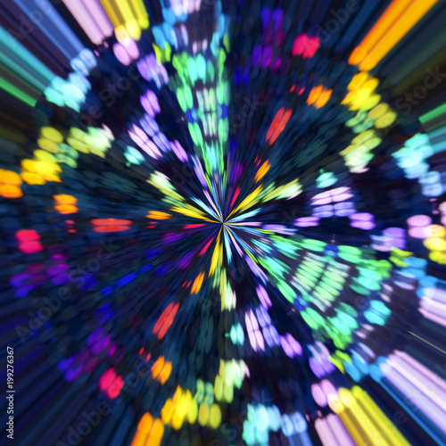 Abstract holographic spectrum artwork. A colorful backdrop in neon radial lines. For creative design cover web and print