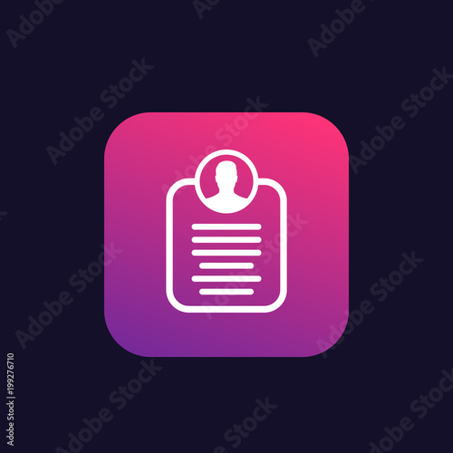 account info, personal data vector icon