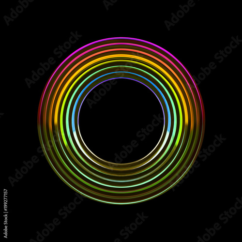 Rainbow spectrum artwork. A trendy colorful loop in neon circular lines. For creative design cover web and print