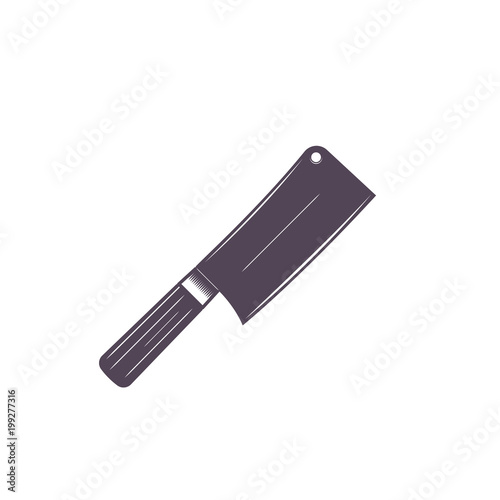 butcher cleaver isolated on white, vector illustration