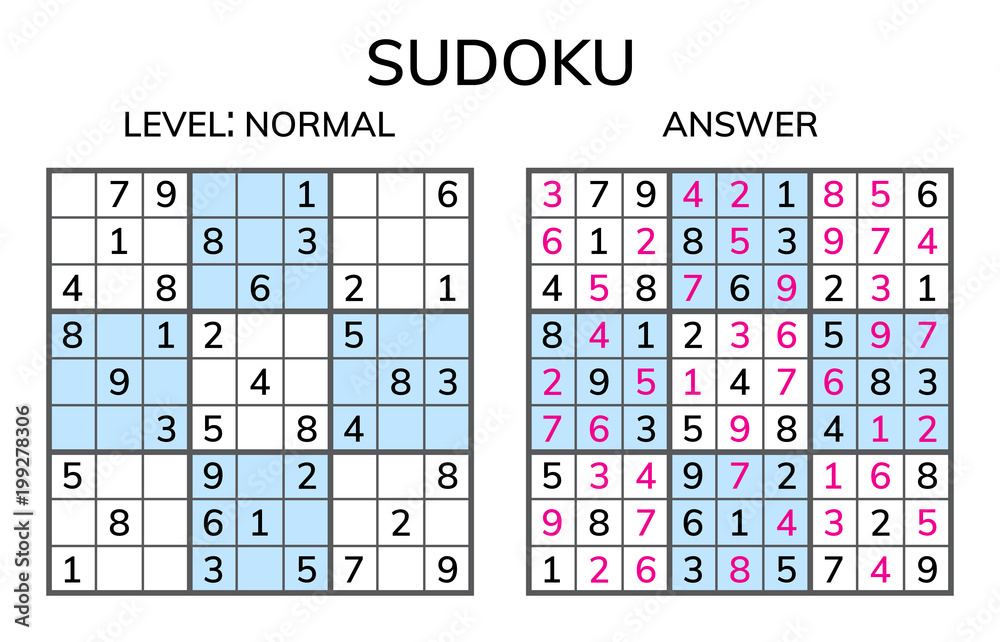 Sudoku. Kids and adult mathematical mosaic. Magic square. puzzle Digital Vector | Adobe Stock