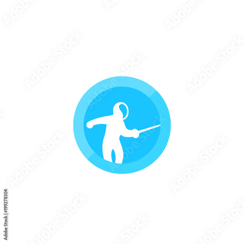 Fencing vector logo with fencer