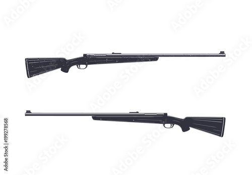 Hunting rifle isolated on white, vector illustration