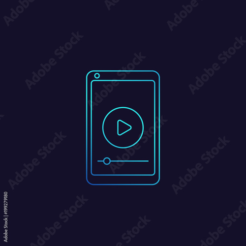 Free Download play video in smartphone screen linear icon - GFXLoad