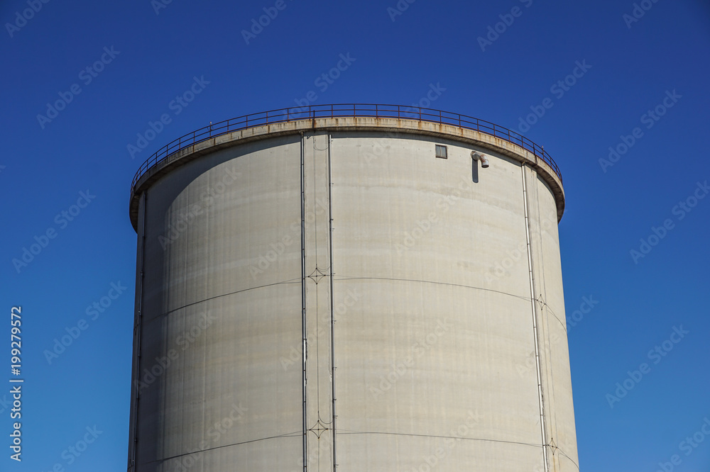 old cement silos and blue sky background