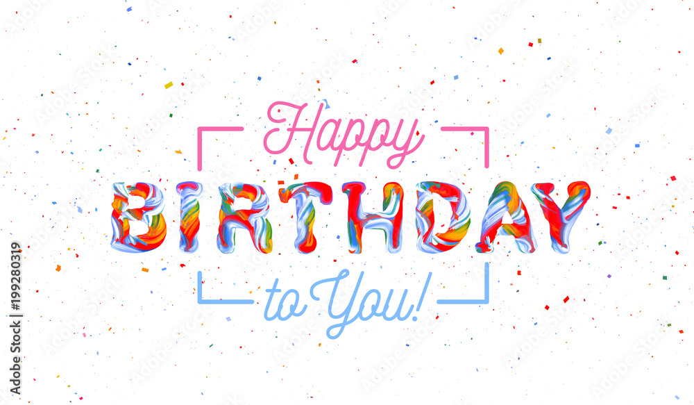 Fototapeta premium Colorful 3d text birthday