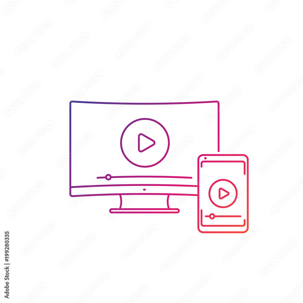 wireless screen mirroring, watch videos from your phone on TV, linear icon on white wireless screen mirroring, watch videos from your phone on TV, linear icon on white