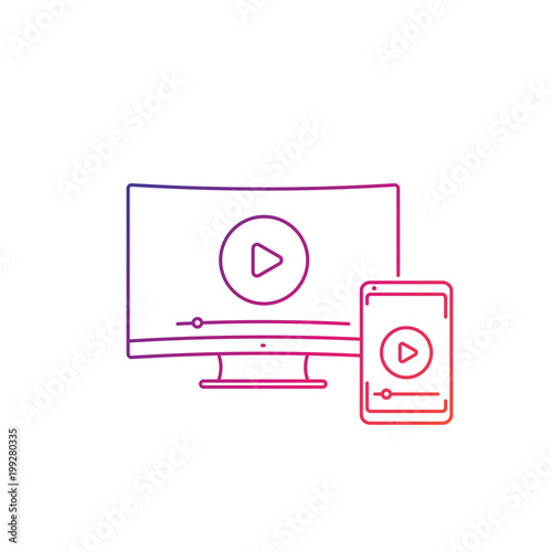 wireless screen mirroring, watch videos from your phone on TV, linear icon on white