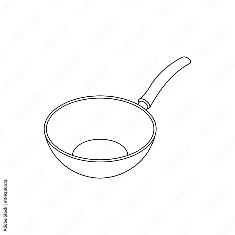 Vector linear illustration of a frying pan Vector linear illustration of a frying pan