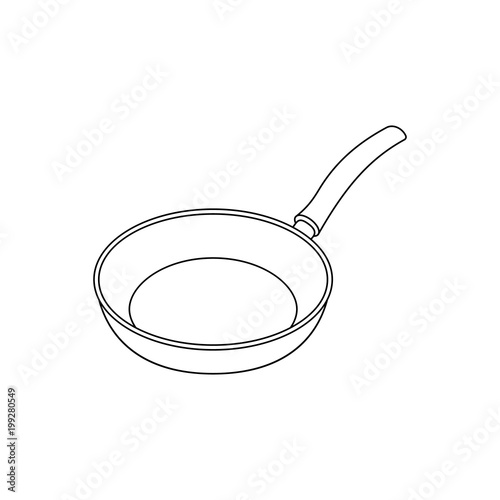 Vector linear illustration of a frying pan