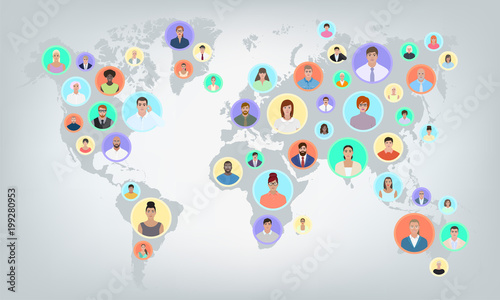 People on the map, vector illustration