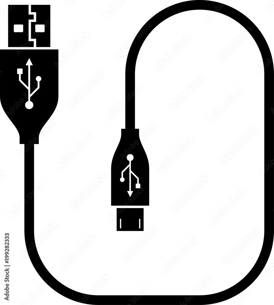 Micro Usb Cable, Usb Cable Stock Vector | Adobe Stock