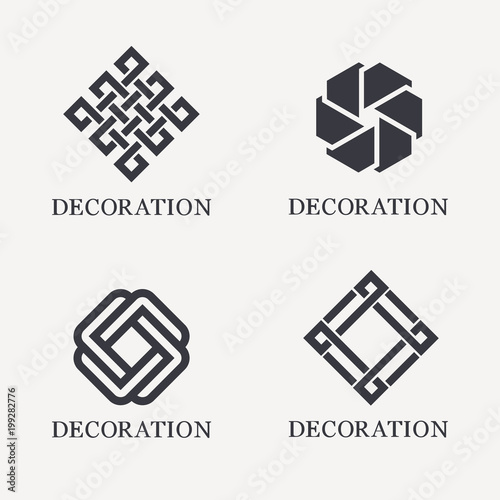 Set of vector logo design template. Black monogram. Decoration