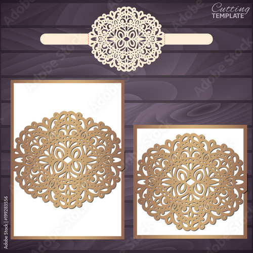 Bild auf Leinwand Laser cut wedding invitation card template vector