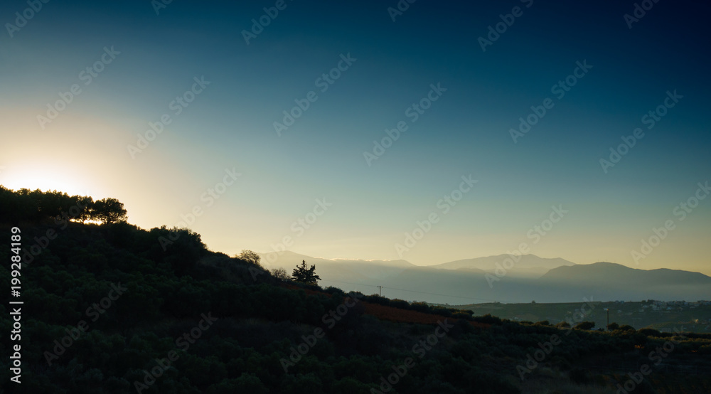 Obraz premium Mountains silhouette, Greece