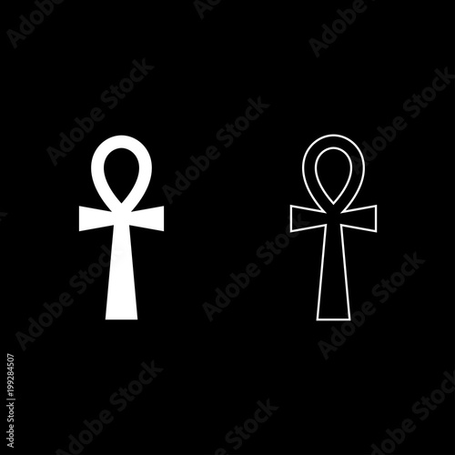 Coptic cross Ankh icon set white color illustration flat style simple image