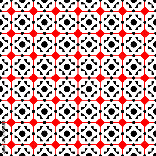 Abstract seamless illusion mosaic black   red pattern