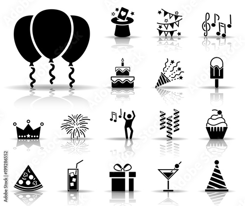 Geburtstag Iconset - Schwarz (Schatten)