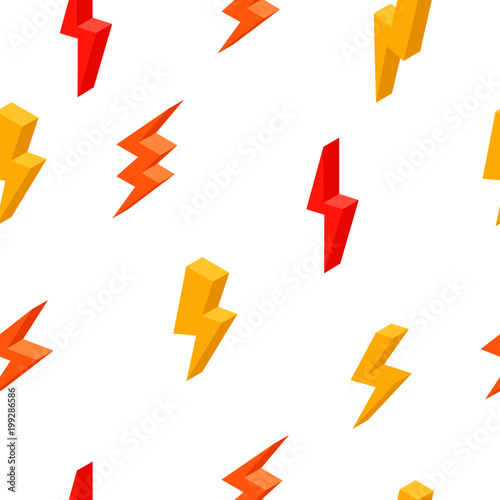 Set of lightning on a white background. Isometric 3d