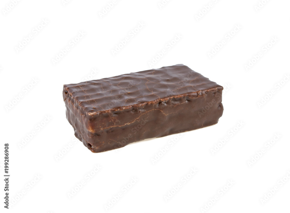 waffle candy in chocolate on a white background waffle candy in chocolate on a white background