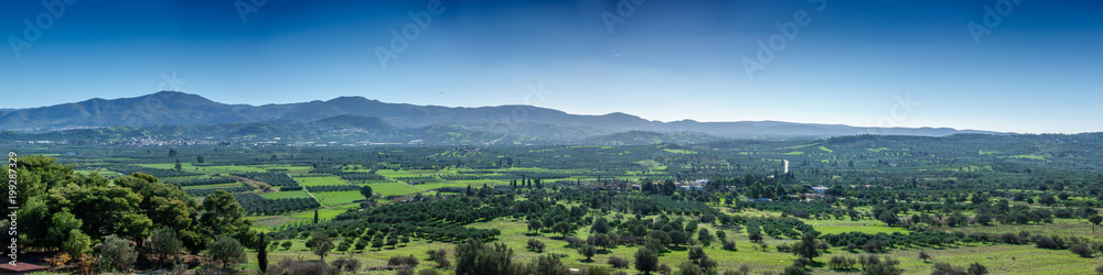 Scenic landscape with farms, Greece