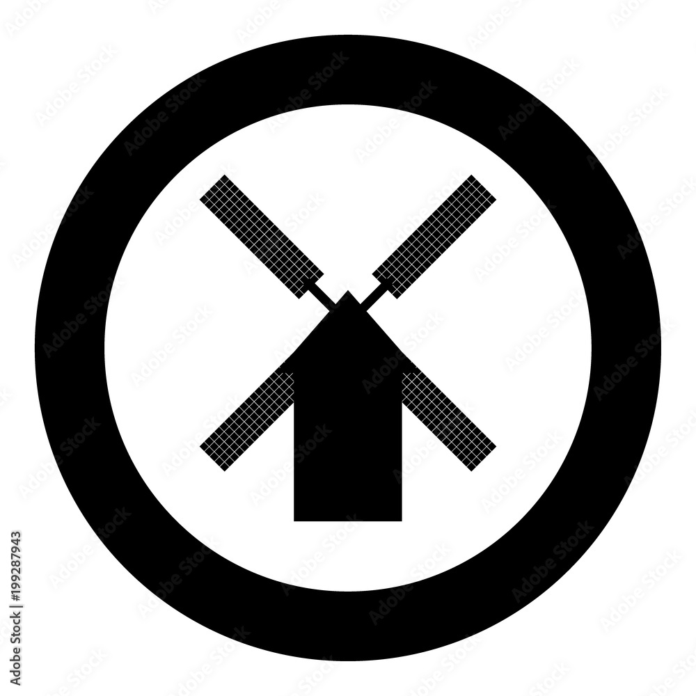 Mill icon black color in circle Mill icon black color in circle
