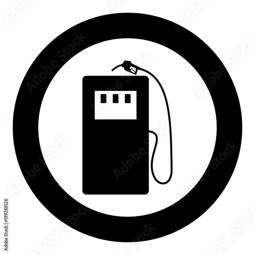 Gas stration icon black color in circle