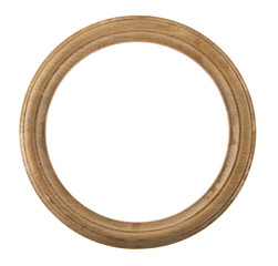 round wooden frame isolated on white background