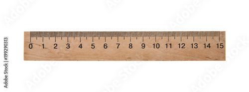 wooden ruler isolated on white background