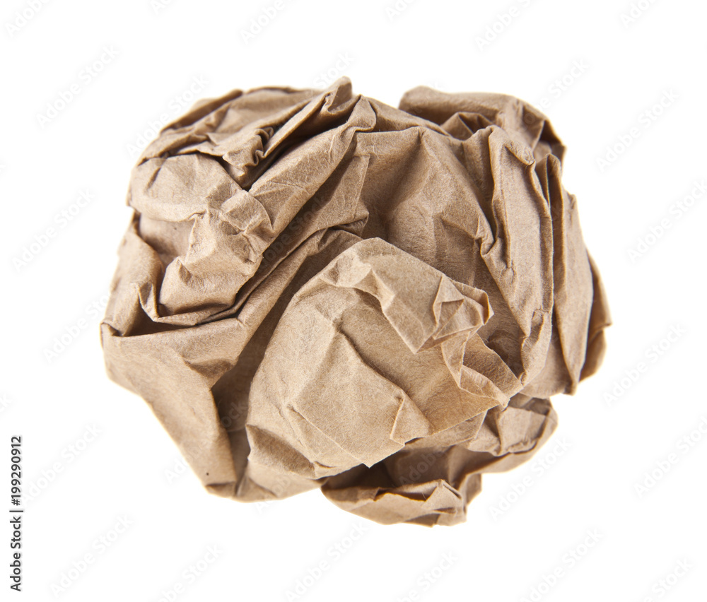brown wrinkled paper isolated on white background brown wrinkled paper isolated on white background