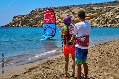 Kitesurfers on prasonisi photo