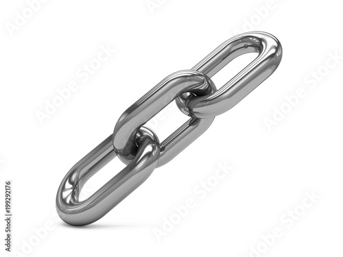 3D rendering of three links isolated on white. Lock  connection concept.