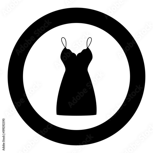 Sundress  combination or nightie black icon in circle vector illustration isolated .