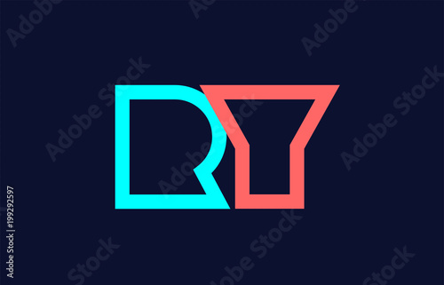 blue orange pastel alphabet letter logo combination design