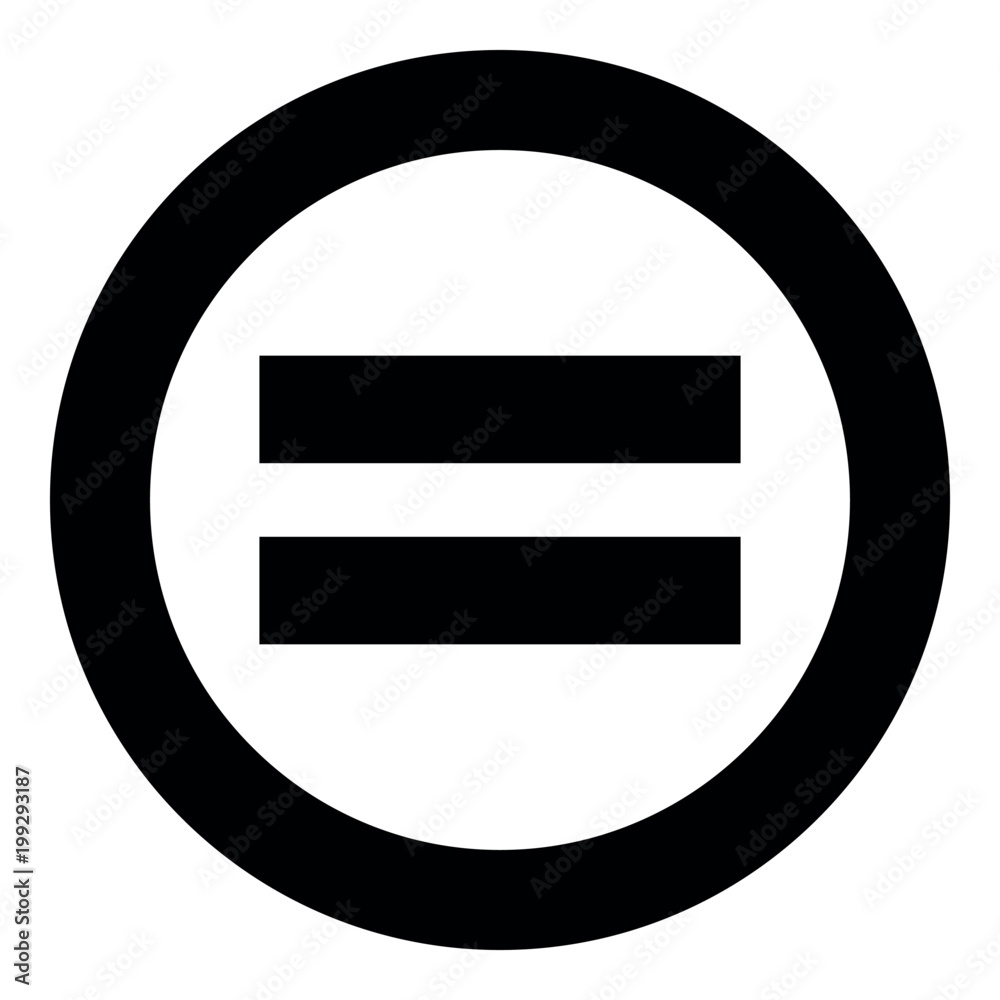  Sign equally black icon in circle vector illustration isolated . Stock ...
