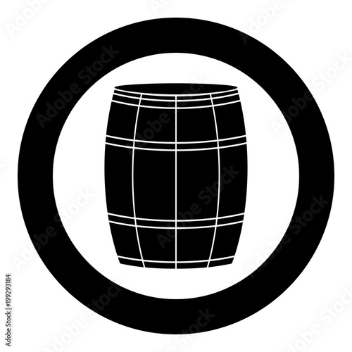 Wine or beer barrels black icon in circle vector illustration isolated .