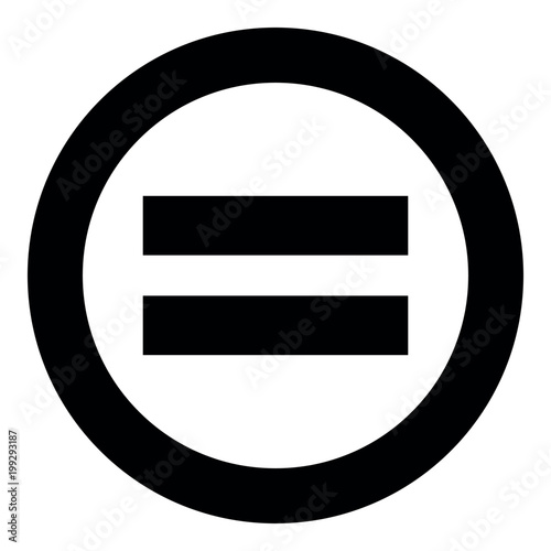 Sign equally black icon in circle vector illustration isolated .