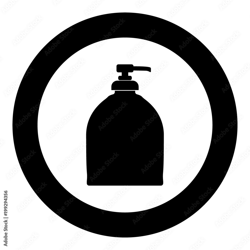 Bottle of liquid soap icon black color in circle Bottle of liquid soap icon black color in circle