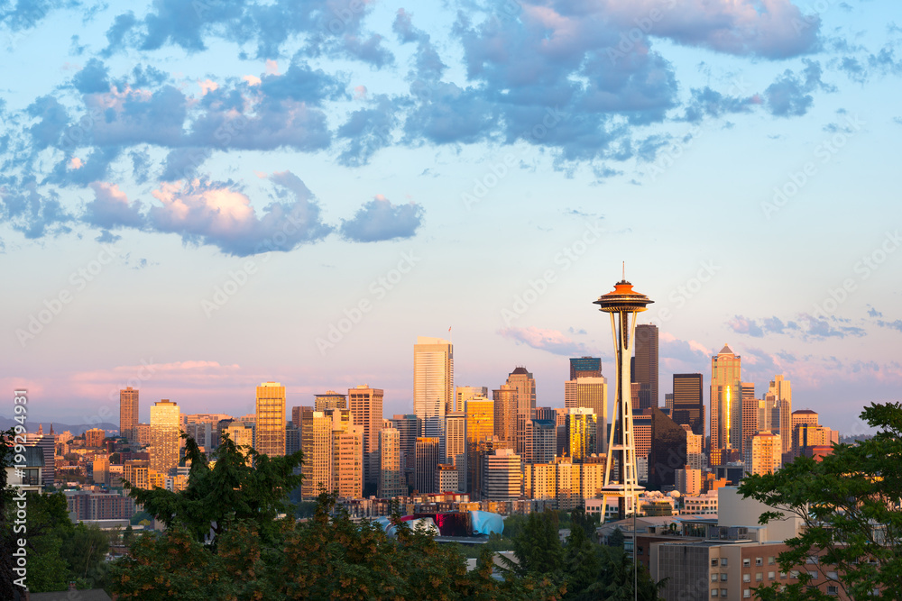 Fototapeta premium Space Needle and downtown, Seattle, Washington State, USA